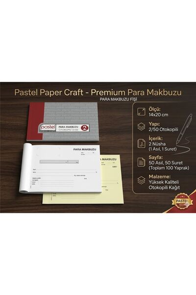 pastel paper craft Para Makbuzu Fişi 14x20 cm 2/50 ( 50 asıl 50 suret 100 yap...