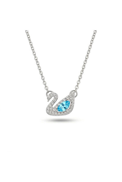 h&b design jewel Steel Silver Blue Swan Necklace