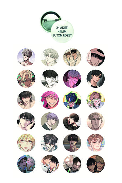 nihonwosekai Karışık Yaoi Bl Manhwa Webtoon Anime Buton Rozet 24 ADET
