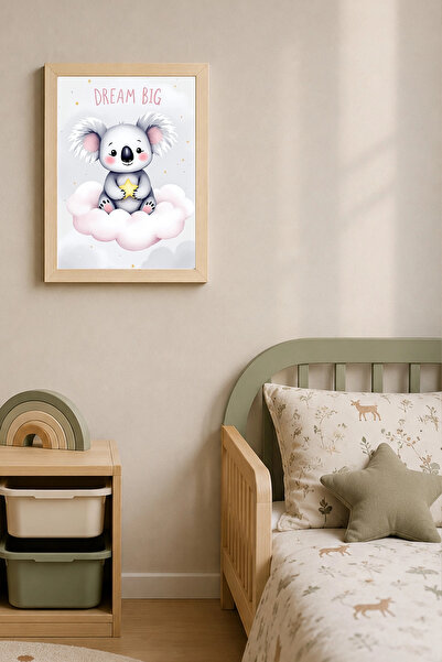 Desenova Poster drăguț cu koala pentru camera copiilor, tablou cu ramă din lemn