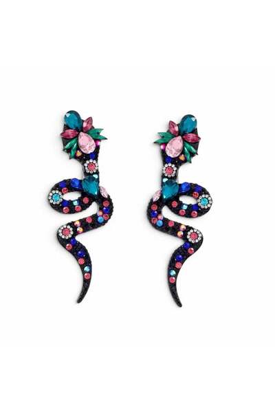 neslyaccessories Colorful stone snake earrings