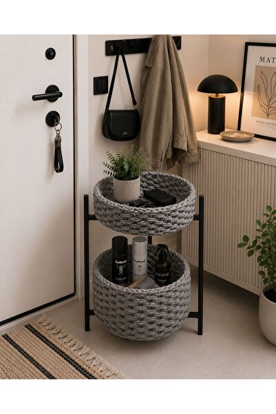 Bohem studio Yan Sehpa / Çok Amaçlı 2 Katlı Gri Organizer