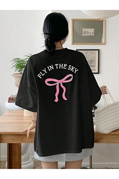 LELVANİ تي شيرت مطبوع عليه شريط وردي من Fly in the Sky