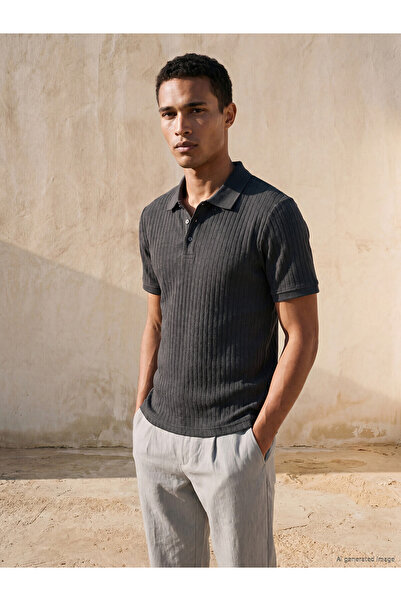 LC Waikiki Gray Polo Neck Pike Men's T-Shirt