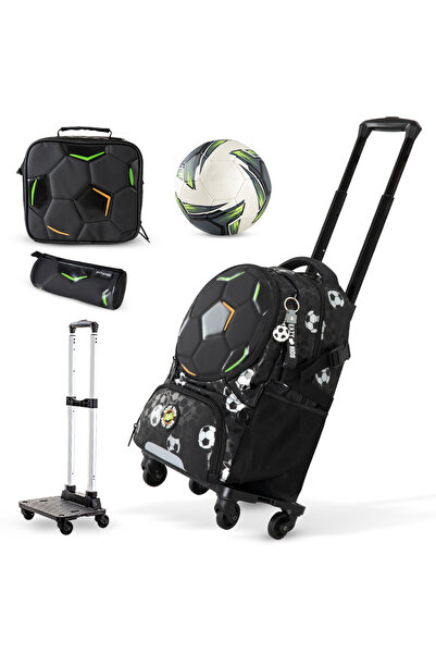 Eazy Kids Footballer Backpack Set w/ Complimentary Football & 4-Wheel School ...