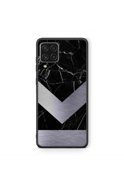 Other Samsung A12 Marble Arrow Down Black Glossy Θήκη