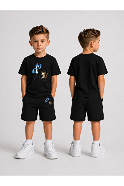 LORVEX Children's T-Shirt and Shorts Set Printed Summer Cotton Comfortable Fi...