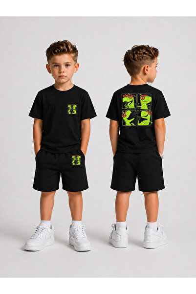 LORVEX Children's T-Shirt and Shorts Set Printed Summer Cotton Comfortable Fi...