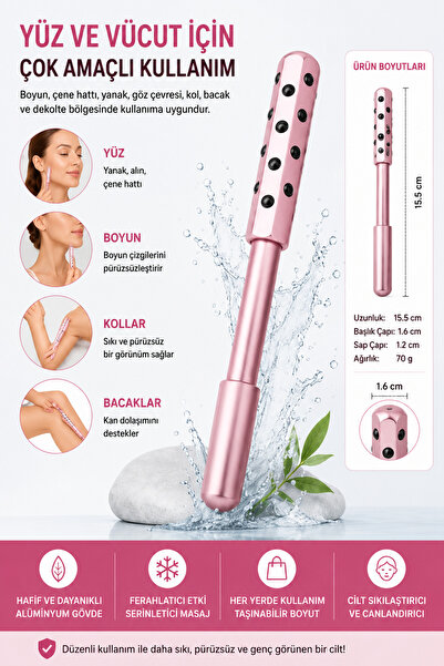 ShinyTouch Germanium Taşlı Yüz ve Vücut Masaj Rollerı – Anti-Aging, Cilt Sıkı...