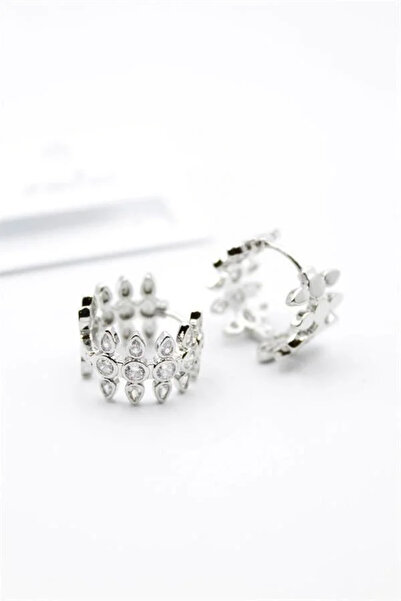 Marsilyan Nvdn- Ieg - Stone-Studded Hoop Earrings - Silver Iegrs-Nvdn1