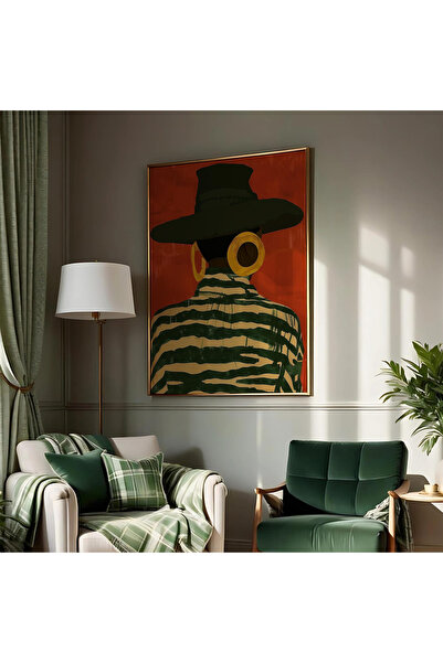 Tuba Decor Едноделна картина с дървена рамка, модерна жена