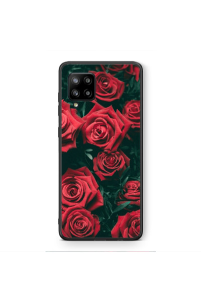 Other Samsung A42 5G Red Roses Black Glossy Θήκη