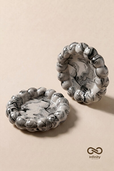 Infinity Art Studio Mineral Concrete Bubble Decorative Plate Jewelry Tray Set...