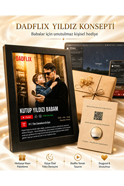 Yedinci His Babaya Kişiye Özel Fotoğraflı Dadflix Tablo, Babalar için Doğum G...