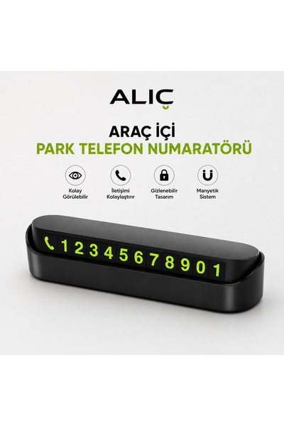 Alıç Araç İçi Park Telefon Numaratörü | Gizlenebilir Manyetik Oto Numara Kartı