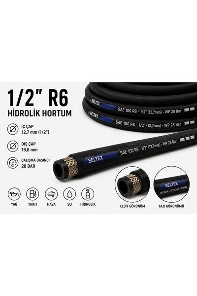 SELL خرطوم هيدروليكي 1/2 بوصة SAE 100 R6، خرطوم زيت ووقود الهواء، 1 متر