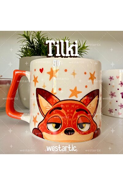 westartic Tilki Fox Yıldızlı Tasarım Kupa Bardak Fincan
