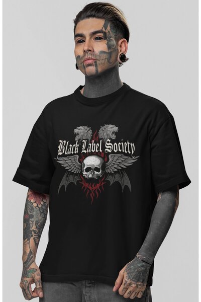 SEVBANO Tricou oversize unisex cu imprimeu Black Label Society Rock Metal Mus...
