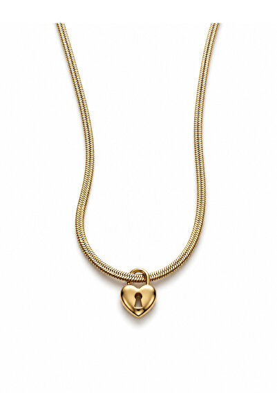 Rossetto Atelier Stainless Steel Heart Lock Italian Chain Necklace
