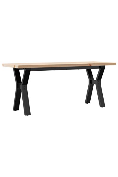 vidaxl Coffee table, Y frame, 110x40x45.5 cm, solid pine wood and steel