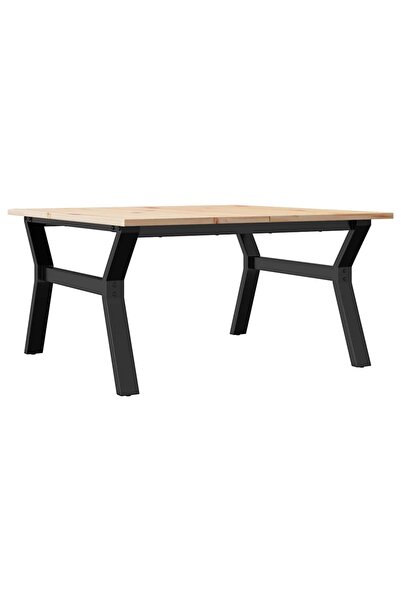 vidaxl Masă de cafea, cadru Y, 90x90x45 cm, lemn masiv pin și Oţel