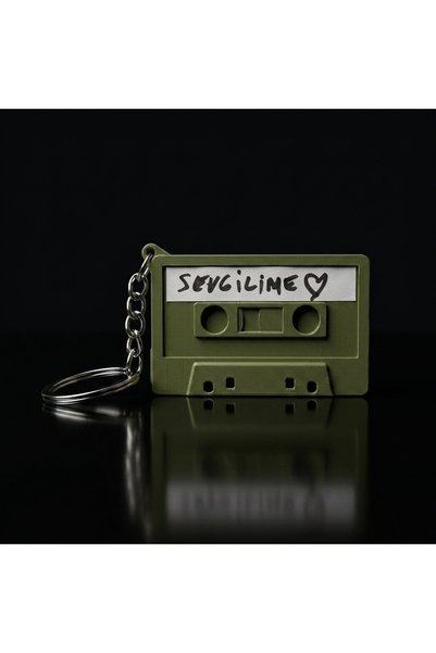 Dekor atolyem Cassette-Shaped Keychain with Photo and Note Writing Space – Retro Design Keychain with Sliding Hidden Photo Compartment