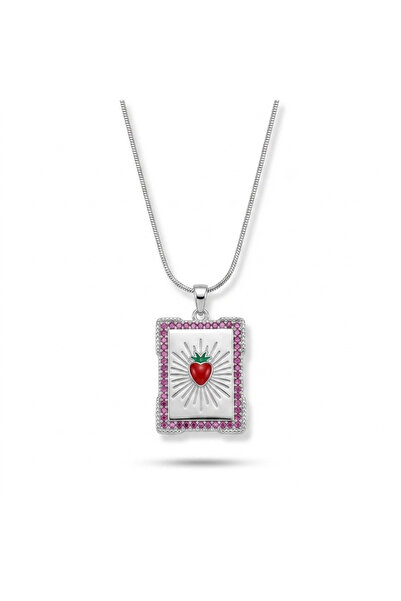 h&b design jewel Silver Steel Detail Plate Necklace