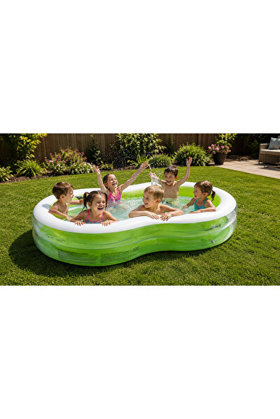 Genaric Bluverra Figure-8 Inflatable Family Pool 240x140x47cm Outdoor Garden ...