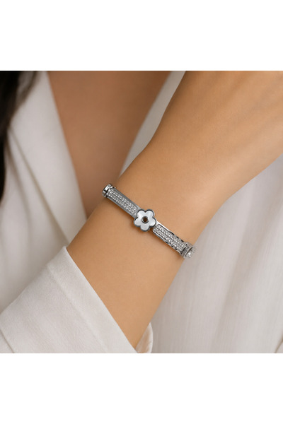 VELVIA Women's Bracelet with Rose Design and Shiny Details