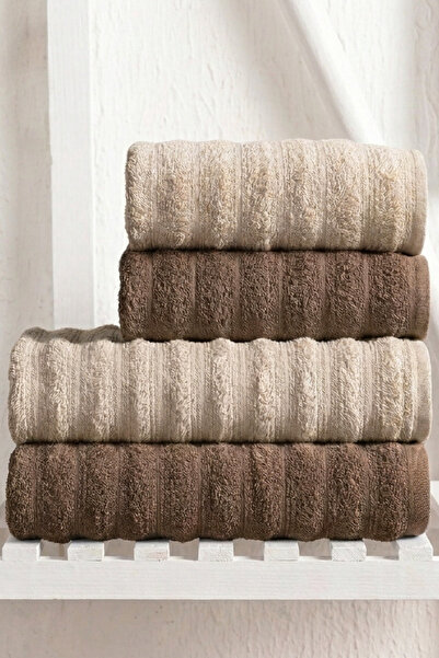 kennylake selection Puffy 4'lü Banyo Havlu Seti | %100 Pamuk Premium Hamam Se...