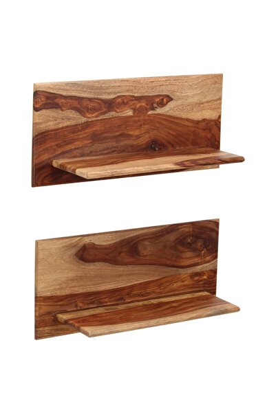 vidaxl Rafturi de perete, 2 buc., 58x26x20 cm, lemn masiv de acacia