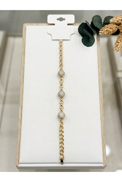 Casa Shop Lanț de damă placat cu aur de 14K, cu elemente pavé din piatră sint...
