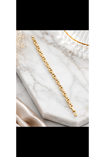 GB Sign Gold Zirkon Taşlı Royal Luxury Çelik Bileklik