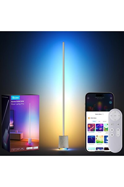 Govee Yer Lambası Pro, 2100 Lümen RGBIC LED Lamba, Bluetooth Hoparlörlü ve Be...