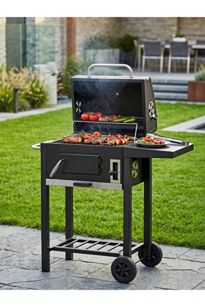 Padilon Tekerlekli Kapaklı Kömürlü Mangal Barbekü 45x32 cm Izgara