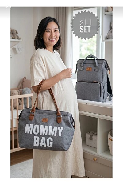 avşar baby Lüks Gri 2 Li Set Anne Bebek Bakım Sırt Çantası ve Anne Bebek El &...