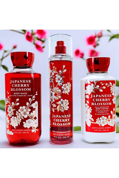 Bath & Body Works رذاذ زهر الكرز الياباني، جل استحمام ولوشن