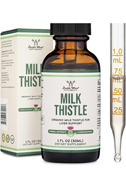 Double Wood Supplements شوك الحليب العضوي - قطرات شوك الحليب لتنظيف الكبد 1 أ...