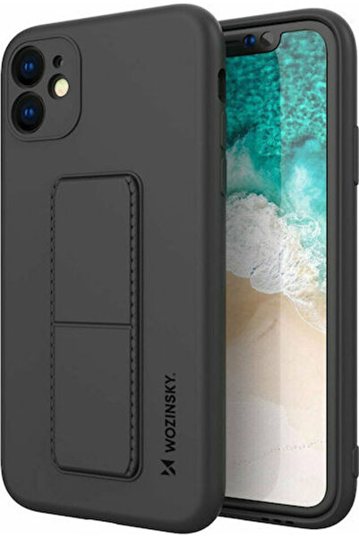WOZINSKY Kickstand Flexible Back Cover Silicone Black (iPhone 12 Pro Max)