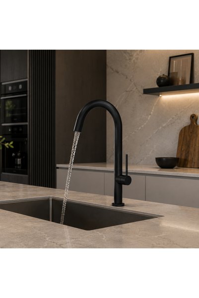Newarc Bold Matte Black Kitchen Sink Faucet 910731B