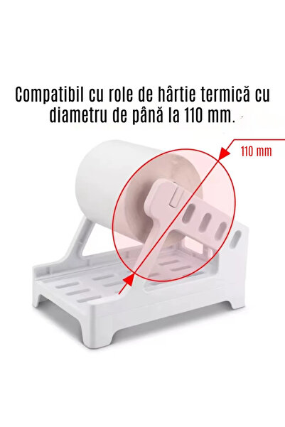 CZAY Suport Etichete Termice Autoadezive CZAY®, pentru Imprimanta Termica, Universal, Role Etichete si AWB, A6, Compatibil Rola si Hartie Termica Pliata Tip Acordeon 100x150 mm, Latime maxima 110 mm