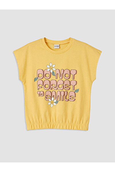 LC Waikiki Yellow Crew Neck Printed Girls' T-Shirt from Güli̇s Gi̇yi̇m