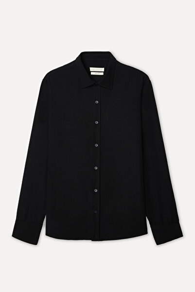 Mudo Men's Black Regular Fit Long Sleeve Modal Shirt