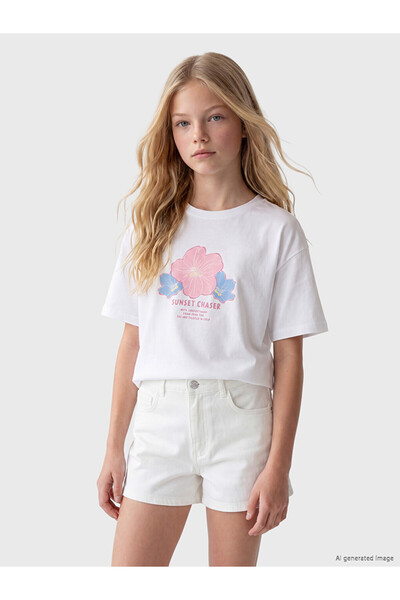 LC Waikiki Crew Neck Printed Girls' T-Shirt Set of 2