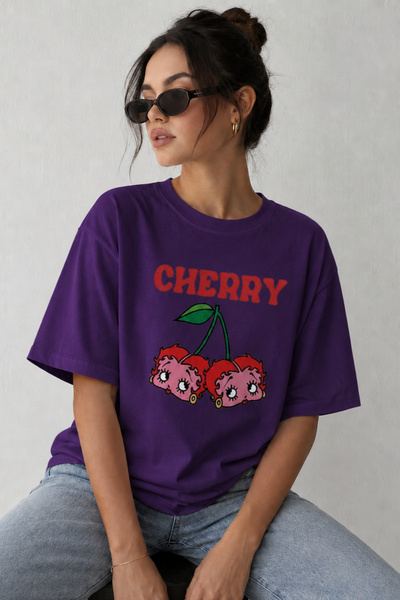ArtYus Tricou oversize unisex cu imprimeu cu personaje Cherry – Tricou casual...