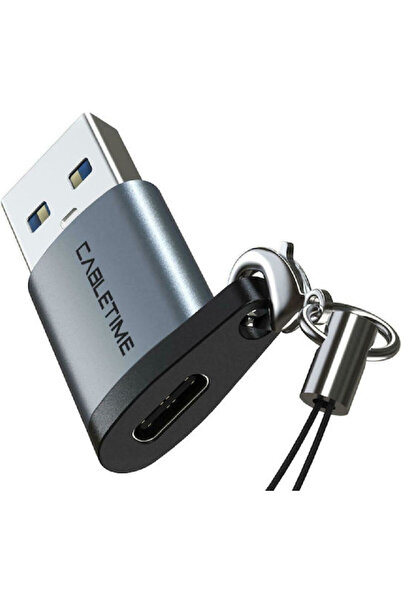 Cabletime C28 Μετατροπέας USB-A αρσενικό σε USB-C θηλυκό Γκρι 1 τεμάχιο