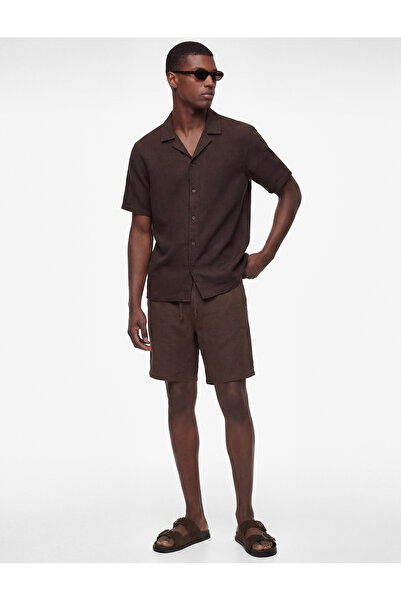 Koton Cotton Regular Fit Short Sleeve Turn-Down Collar Muslin Shirt