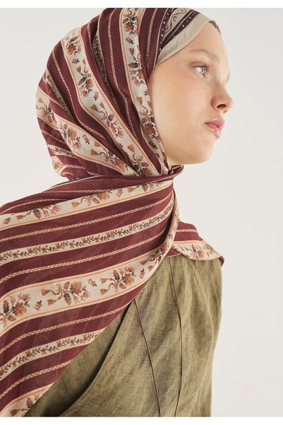 Freshscarfs Model cu linii florale Șal moale din viscoză Roșu Claret