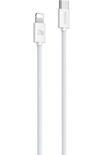 Yesido Πλεγμένο Καλώδιο USB-C σε Lightning 27W Λευκό 2μ