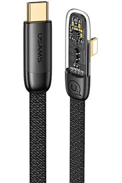 Usams Γωνία (90 ° Καλώδιο USB-C σε Lightning 20W Μαύρο 1.2μ (SJ583USB01)